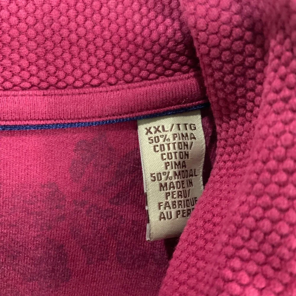 Tommy Bahama Berry Pink Pullover XXL Quarter-Zip Mock Neck Long Sleeve Logo